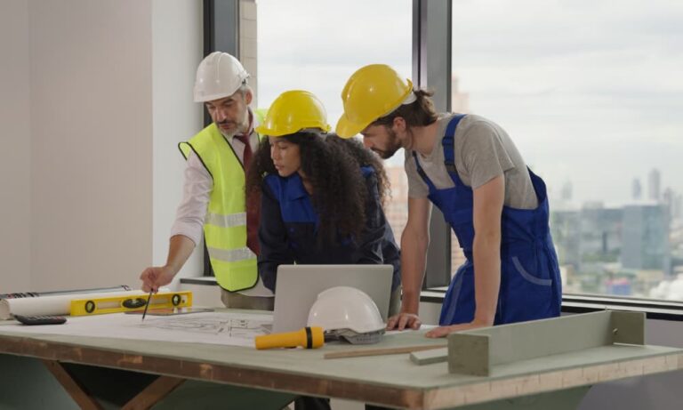 An instructor guiding two employees through a hands-on smart building workforce training session